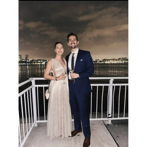 Jonathan Simkhai Gold Lamé Plissé Maxi Gown – Size XS - Picture 16 of 16